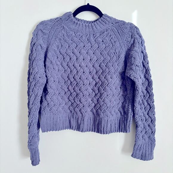 Kendall & Kylie Sweaters - Kendall & Kylie Crew Neck Purple Soft Chunky Cable Knit Cropped Sweater Size S